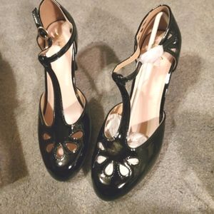 New j Adam's maryjane t strap blk patent heels 11 retro